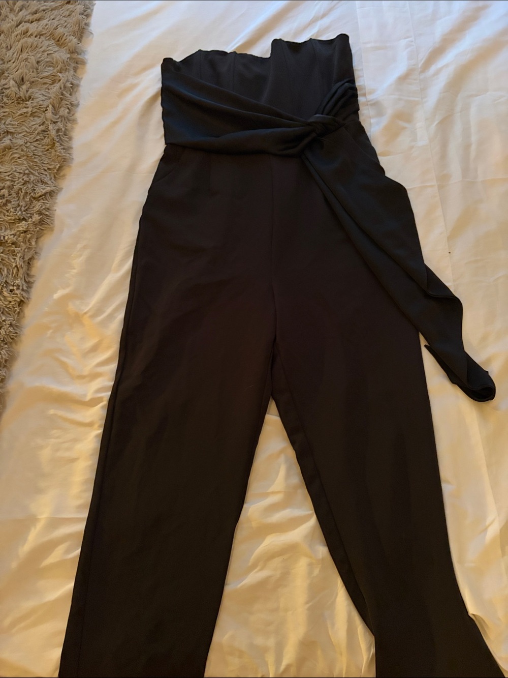 Steve Madden Strapless Black Jumpsuit with Side Knot